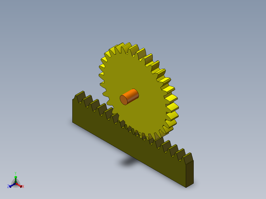齿轮齿条啮合传动正等轴测图