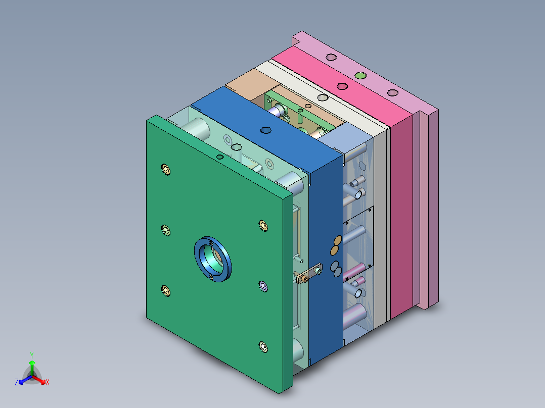 螺纹旋钮盖（绞牙+顶针板顶出）正等轴测图