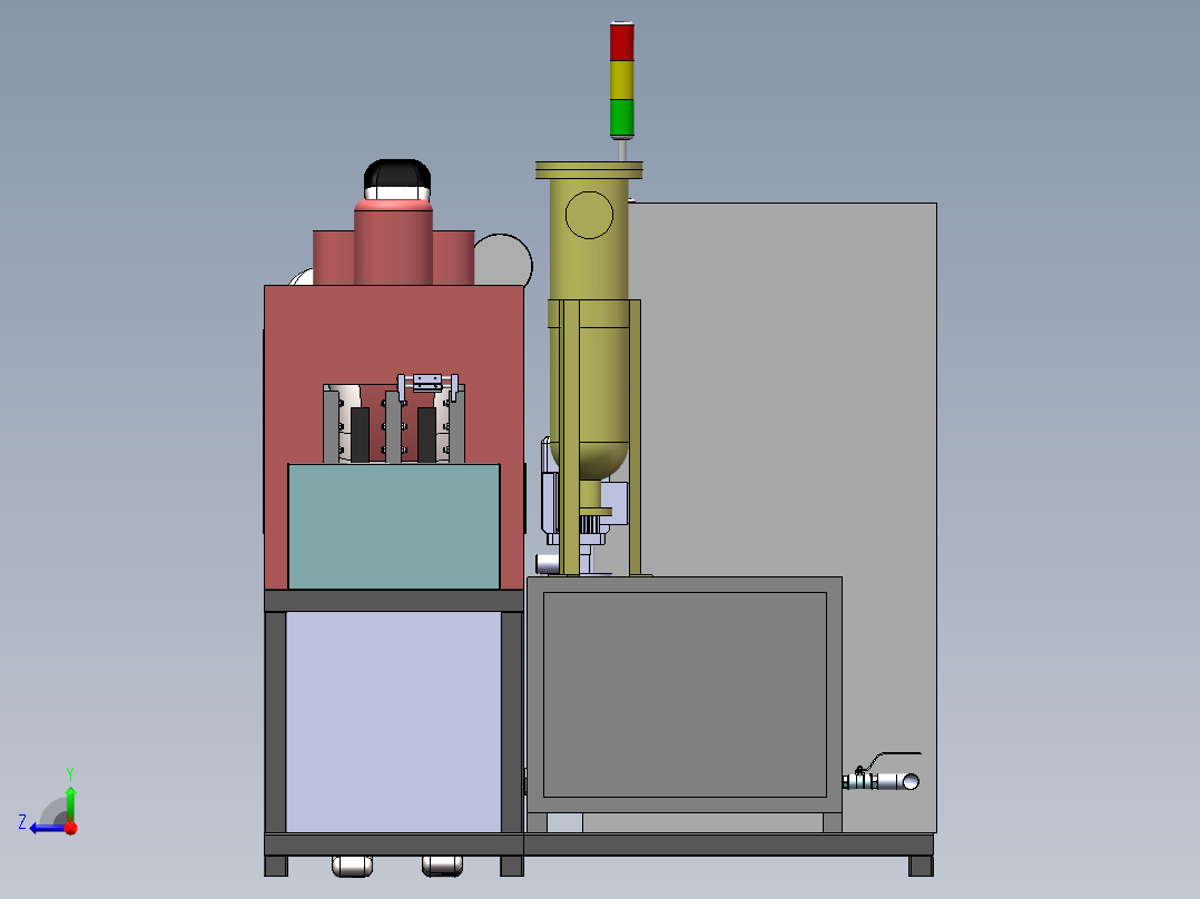 通过式环形链条清洗机3D图纸右视图