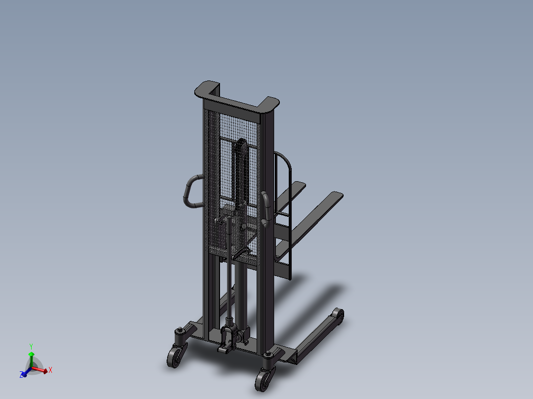 手动液压叉车 <span style='color: red'>3D</span>模型（SolidWorks设计