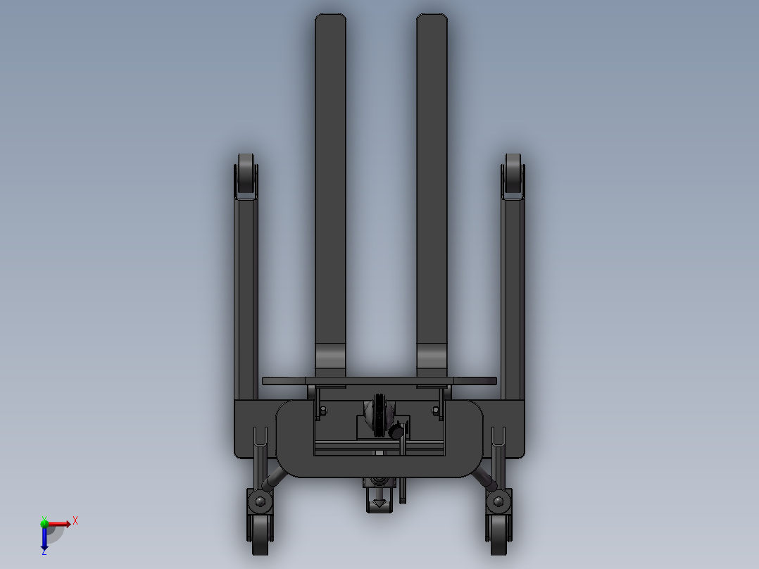 手动液压叉车 3D模型（SolidWorks设计俯视图
