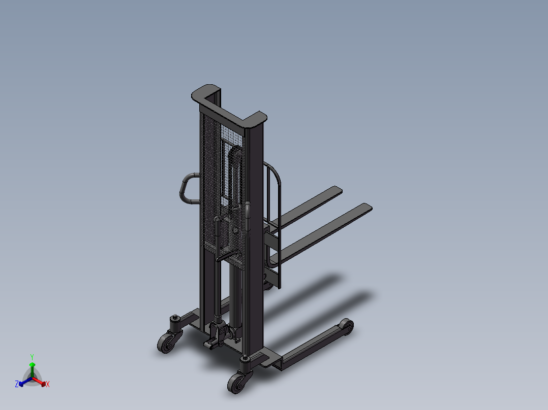 手动液压叉车 3D模型（SolidWorks设计正等轴测图