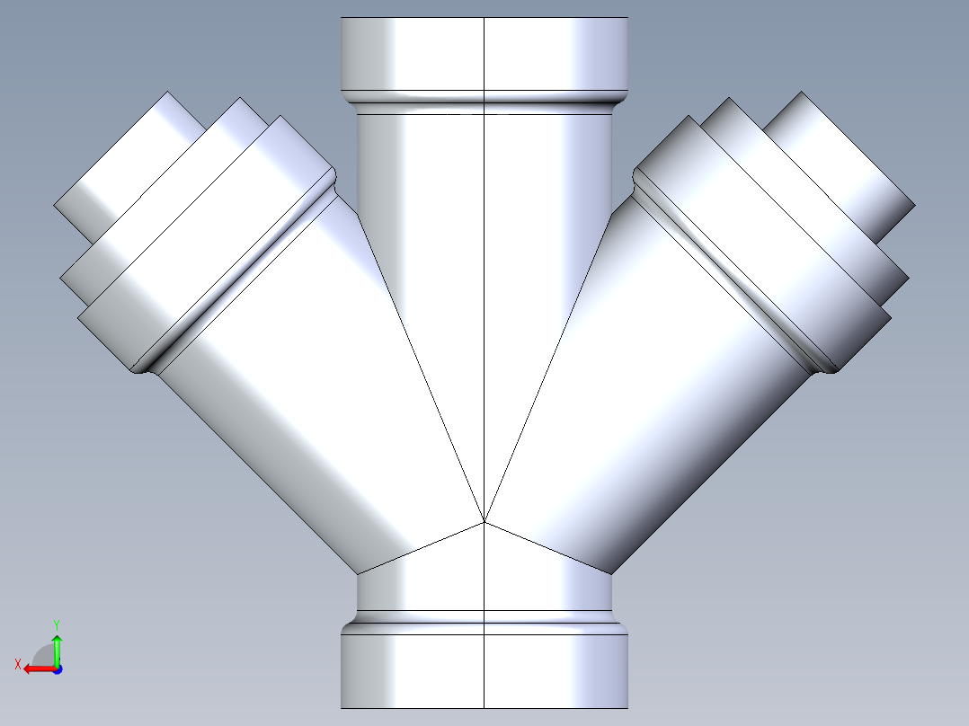 船舶管路系统S8_SeaDrainPLUS_DoubleReducingWye-SxSxSxS_37E263531_3x3x1-1-2x1-1-2in Sea Drain Plus - Double Reducing Wye - SxSxSxS后视图