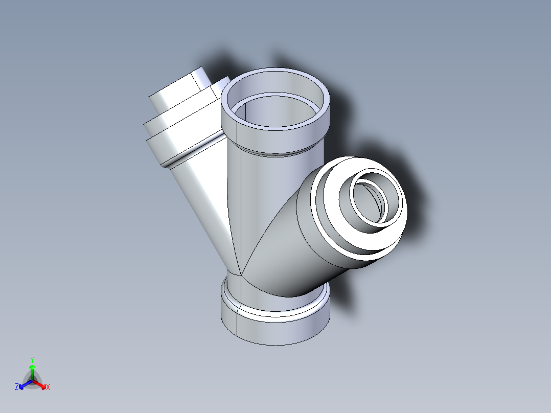 船舶管路系统S8_SeaDrainPLUS_DoubleReducingWye-SxSxSxS_37E263531_3x3x1-1-2x1-1-2in Sea Drain Plus - Double Reducing Wye - SxSxSxS正等轴测图