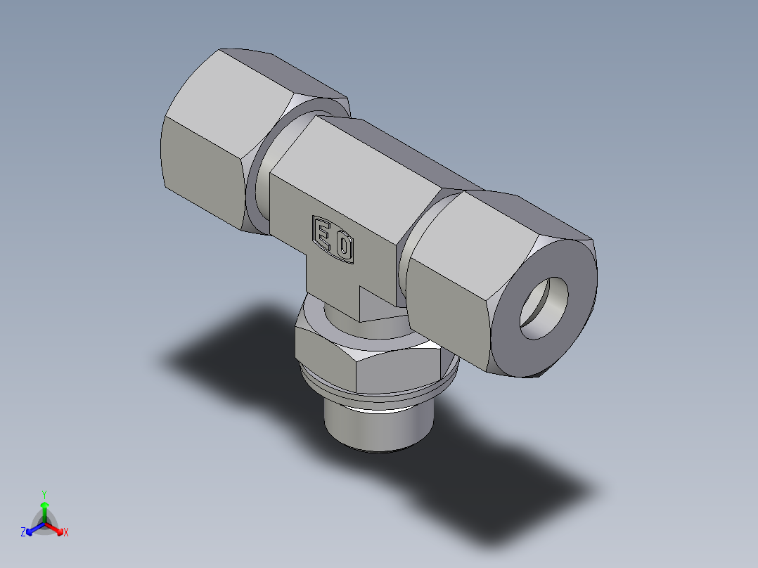 卡套式工业通用硬管接头EO_Adjustable_locknut_branch_tee_TEE10SMCF