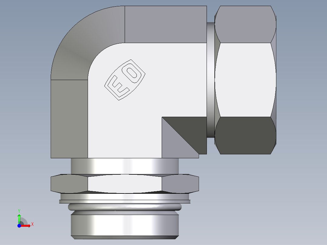 卡套式工业通用硬管接头EO_Adjustable_Locknut_elbow_WEE35ZLMORCF前视图