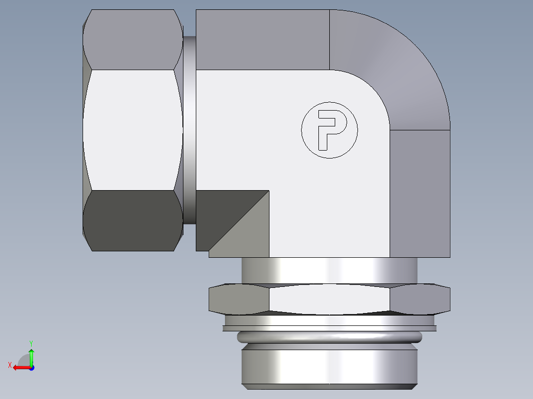 卡套式工业通用硬管接头EO_Adjustable_Locknut_elbow_WEE35ZLMORCF后视图