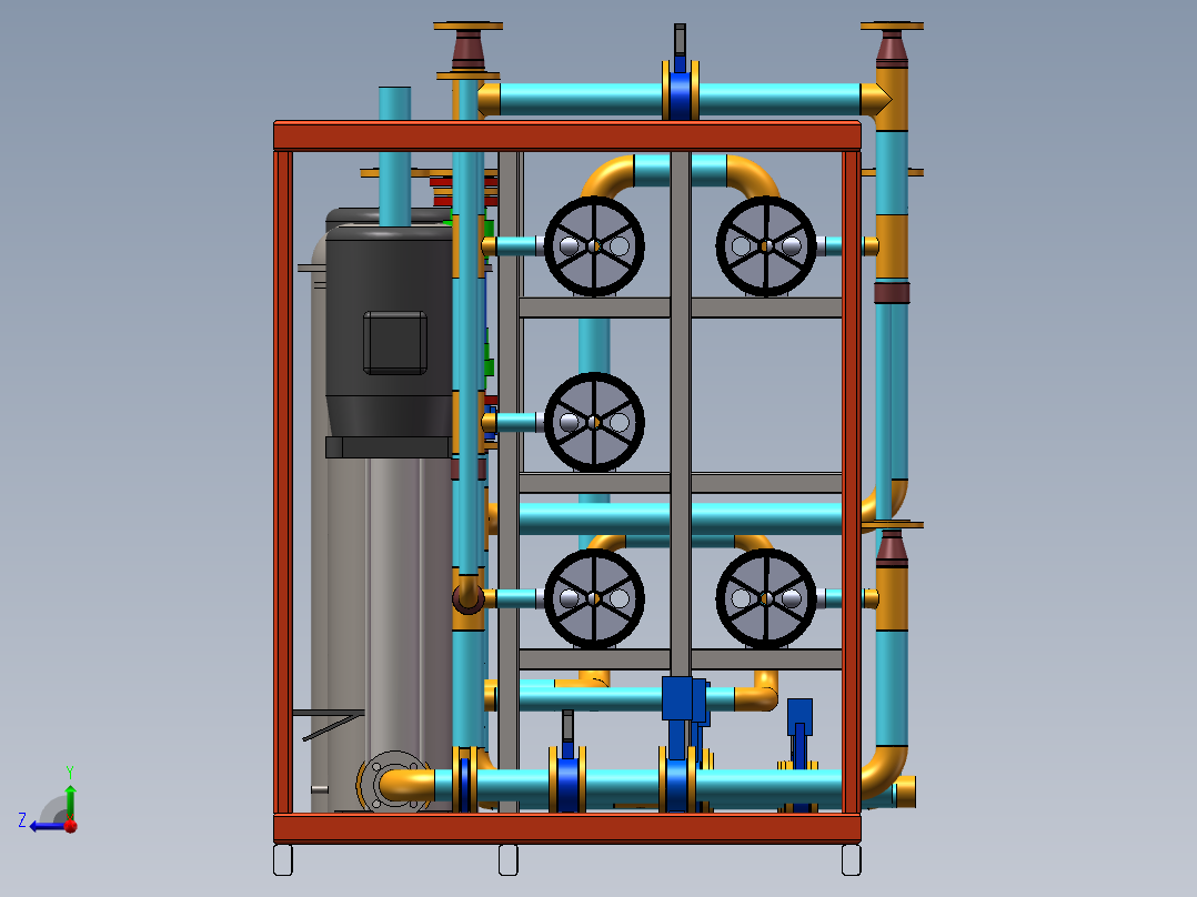 10T双级RO水处理反渗透设备 sw16可编辑右视图