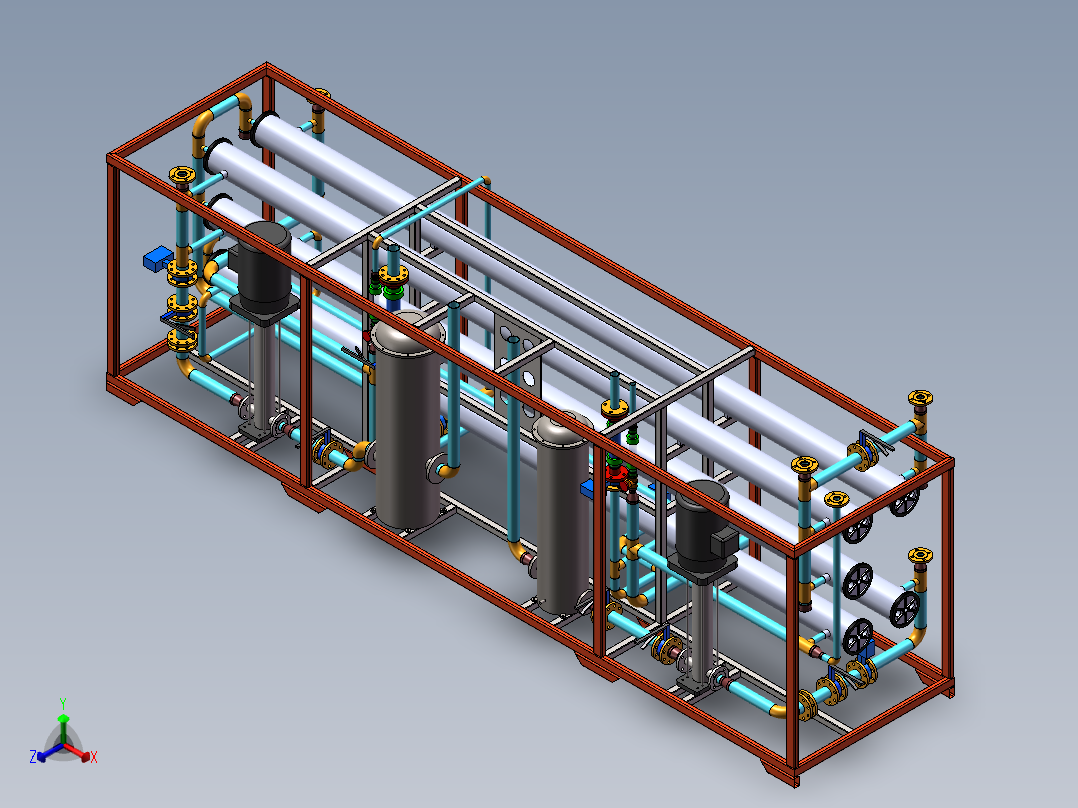 10T双级RO水处理反渗透设备 sw16可编辑正等轴测图