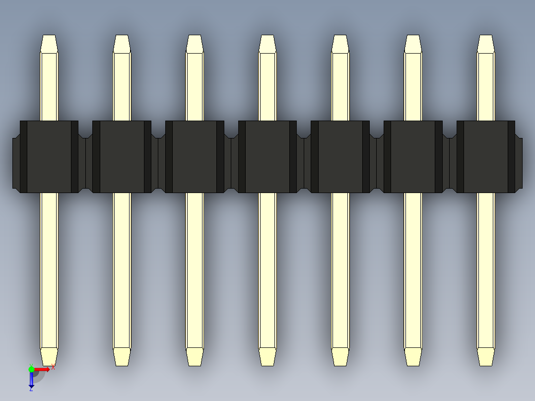 彩色公头100mil（2.54mm）系列-DS1021_black_3x07p_100mil_Type1_rev1.0俯视图