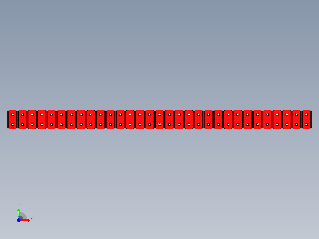 彩色公头100mil（2.54mm）系列-DS1021_red_2x31p_100mil_Type5_rev1.0前视图