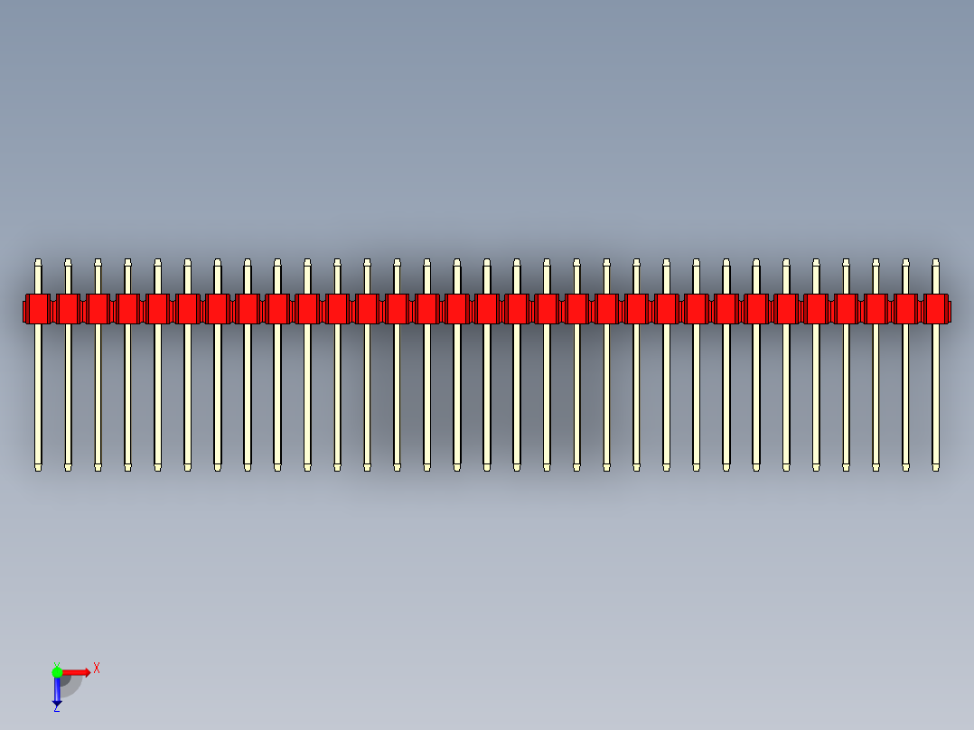 彩色公头100mil（2.54mm）系列-DS1021_red_2x31p_100mil_Type5_rev1.0俯视图