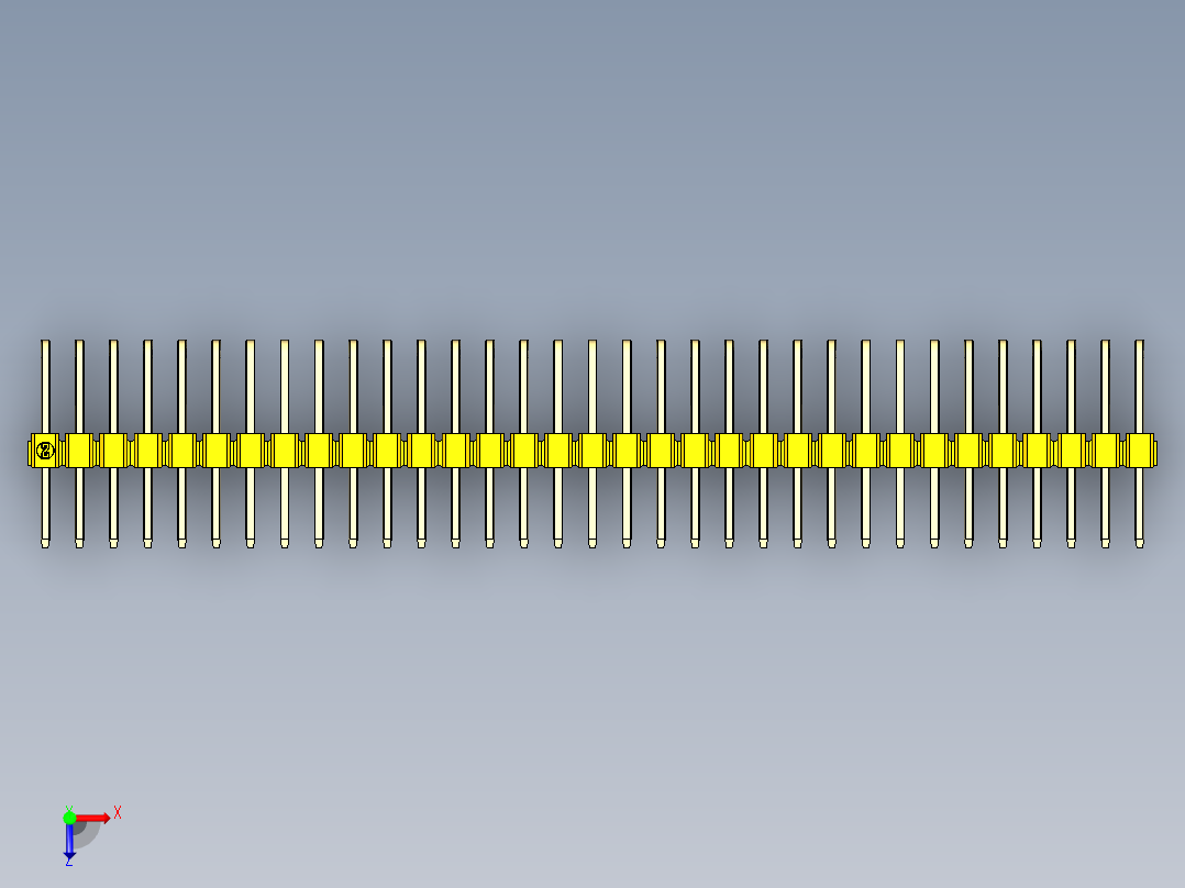 彩色公排针 100mil 2.54mm 系列-DS1022_yellow_3x33p_100mil_TypeD_rev1.0俯视图