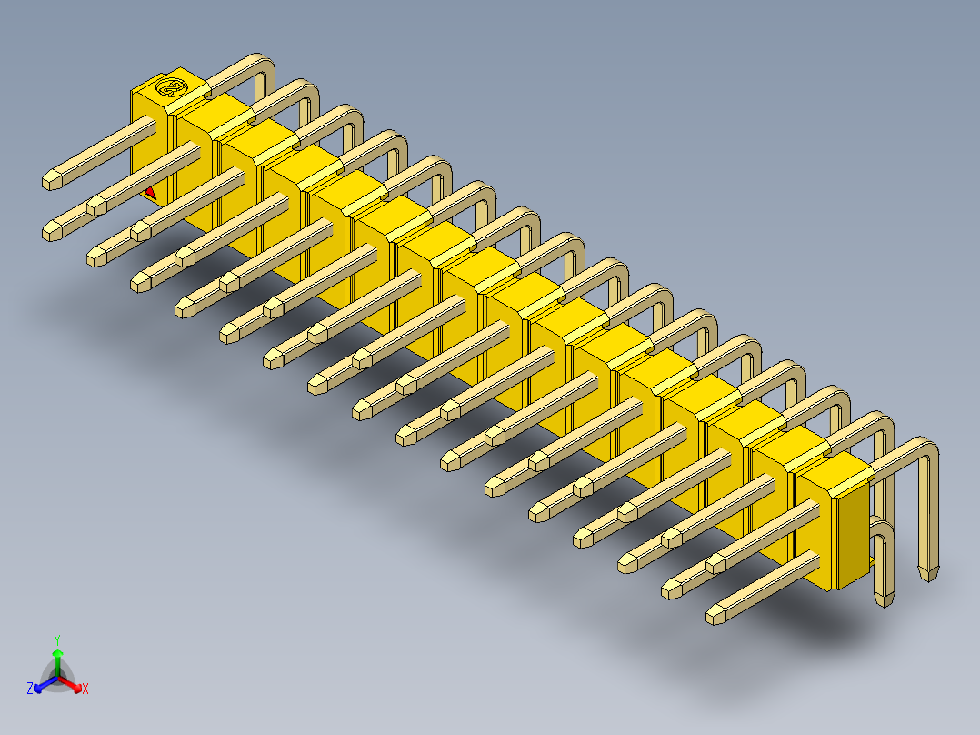 彩色公排针 100mil 2.54mm 系列-DS1022_yellow_2x16p_100mil_TypeD_rev1.0