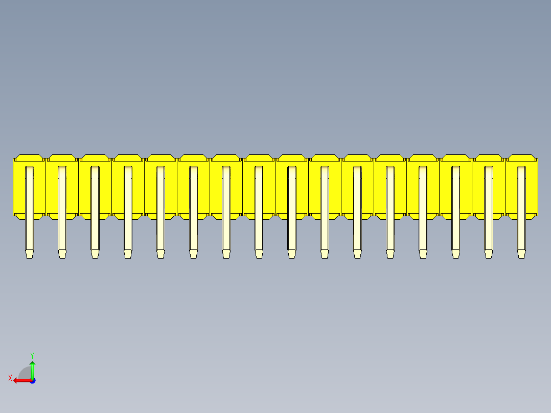 彩色公排针 100mil 2.54mm 系列-DS1022_yellow_2x16p_100mil_TypeD_rev1.0后视图