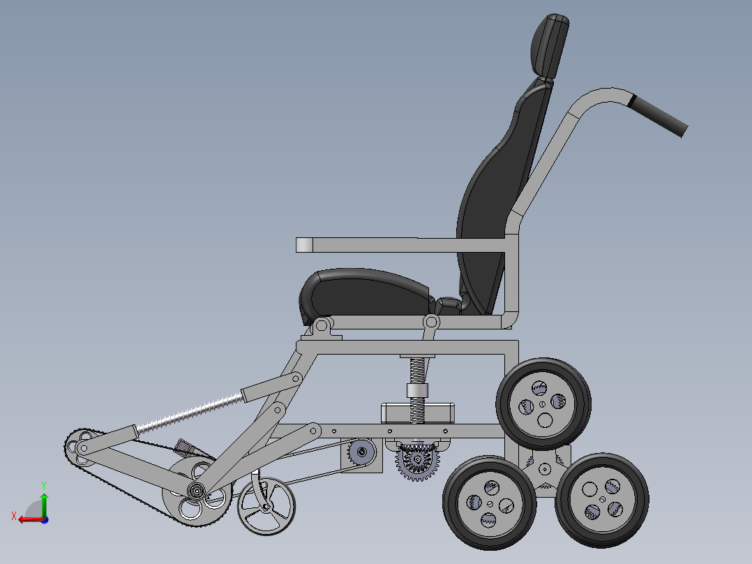 创新电动辅助轮椅模型后视图