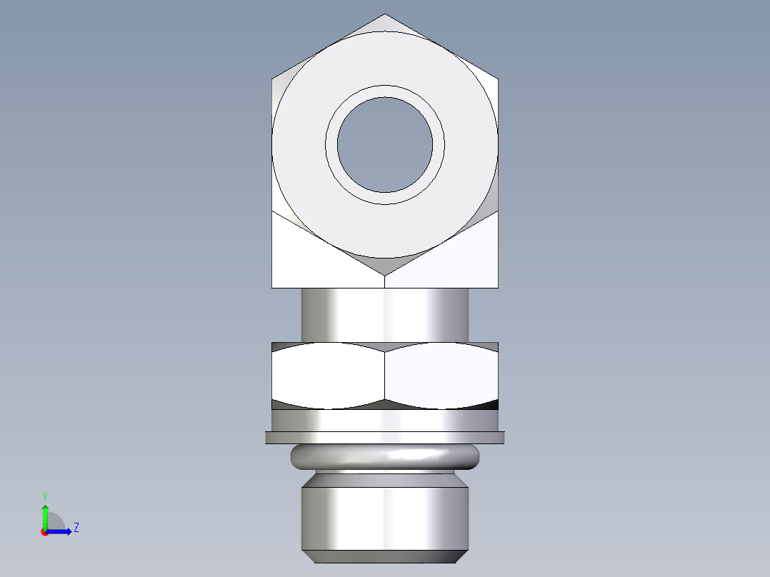 卡套式工业通用硬管接头EO_Adjustable_locknut_branch_tee_TEE10ZLMORCF左视图