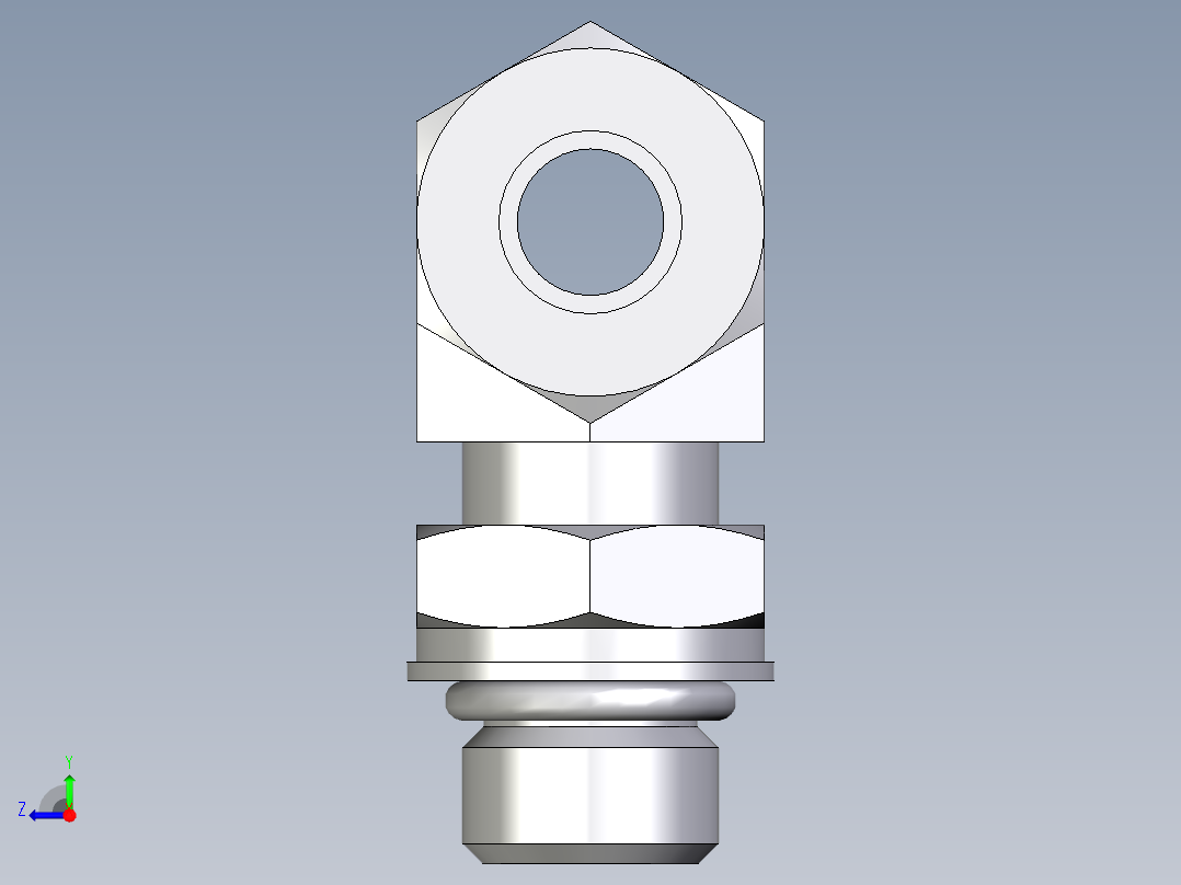 卡套式工业通用硬管接头EO_Adjustable_locknut_branch_tee_TEE10ZLMORCF右视图