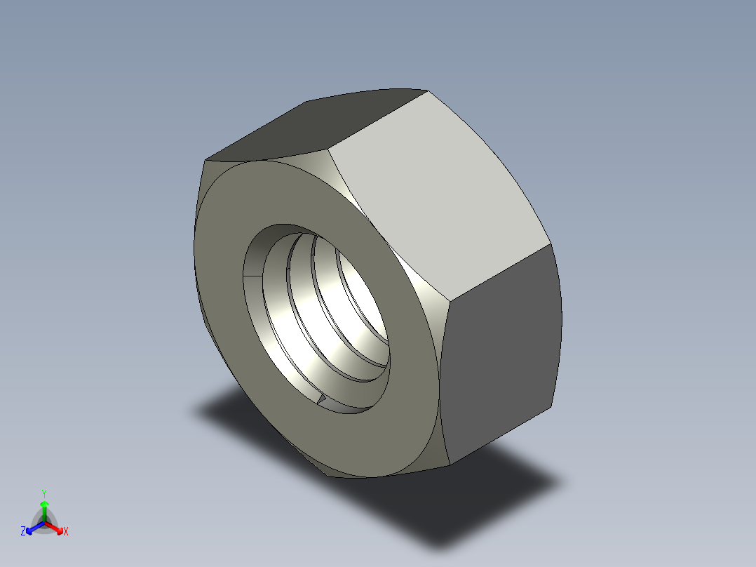 公制六角螺母-Metric Hex Nuts M6 x 1mm Thread正等轴测图