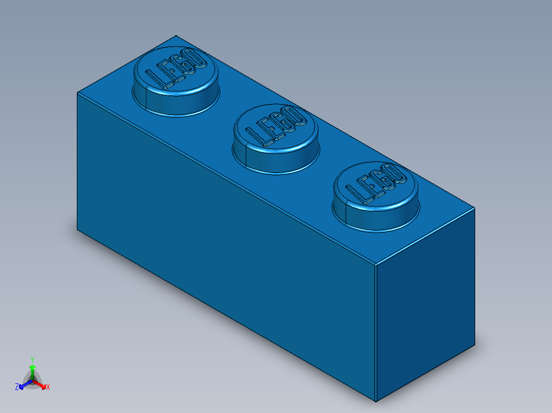 乐高套装 4421基本积木-362223 Bright Blue Brick 1 x 3.STEP正等轴测图