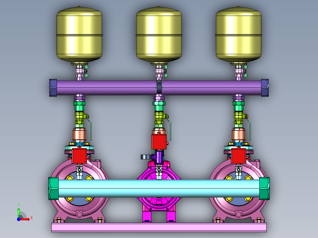 卧式电动泵增压器套件前视图