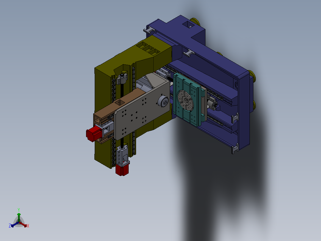 五轴四联动数控电解加工机床(sw14+说明书+cad）正等轴测图