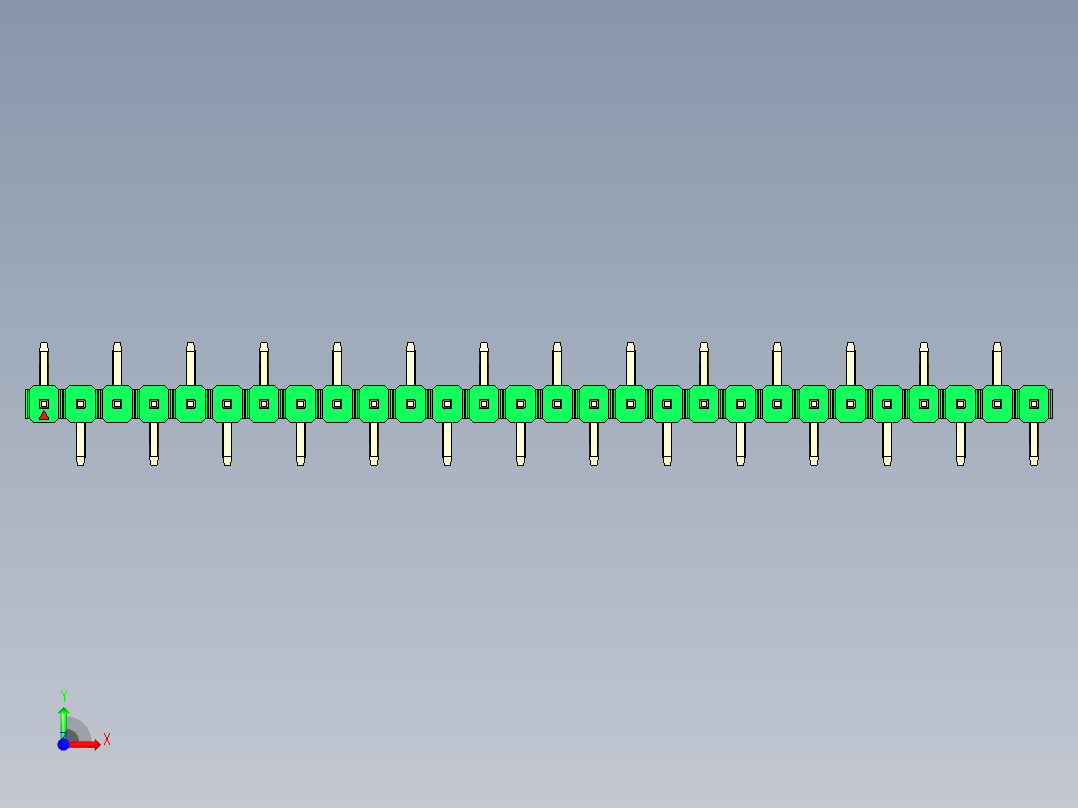 彩色公排针 100mil 2.54mm 系列-DS1022_green_28p_100mil_Type_SMT_R1_rev1.0前视图