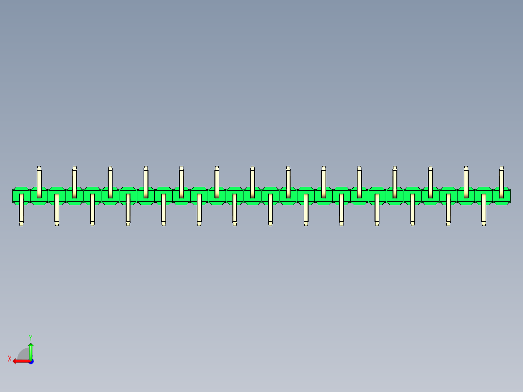彩色公排针 100mil 2.54mm 系列-DS1022_green_28p_100mil_Type_SMT_R1_rev1.0后视图