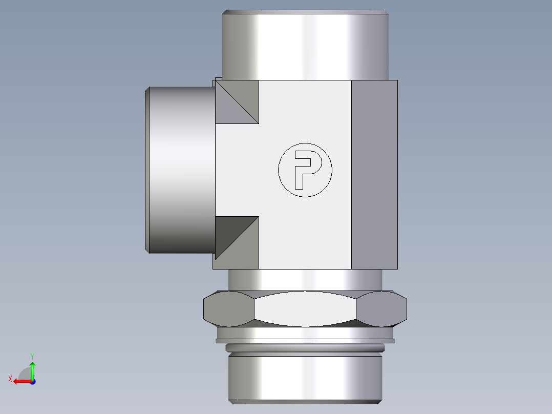 卡套式工业通用硬管接头EO_Adjustable_locknut_run_tee_LEE38SMOROMDCF后视图