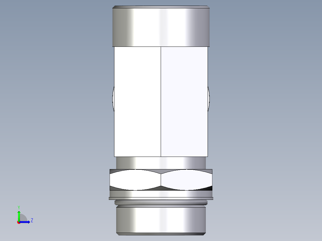 卡套式工业通用硬管接头EO_Adjustable_locknut_run_tee_LEE38SMOROMDCF左视图