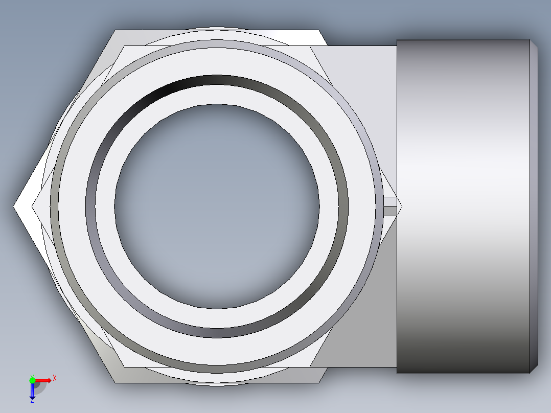 卡套式工业通用硬管接头EO_Adjustable_locknut_run_tee_LEE38SMOROMDCF俯视图