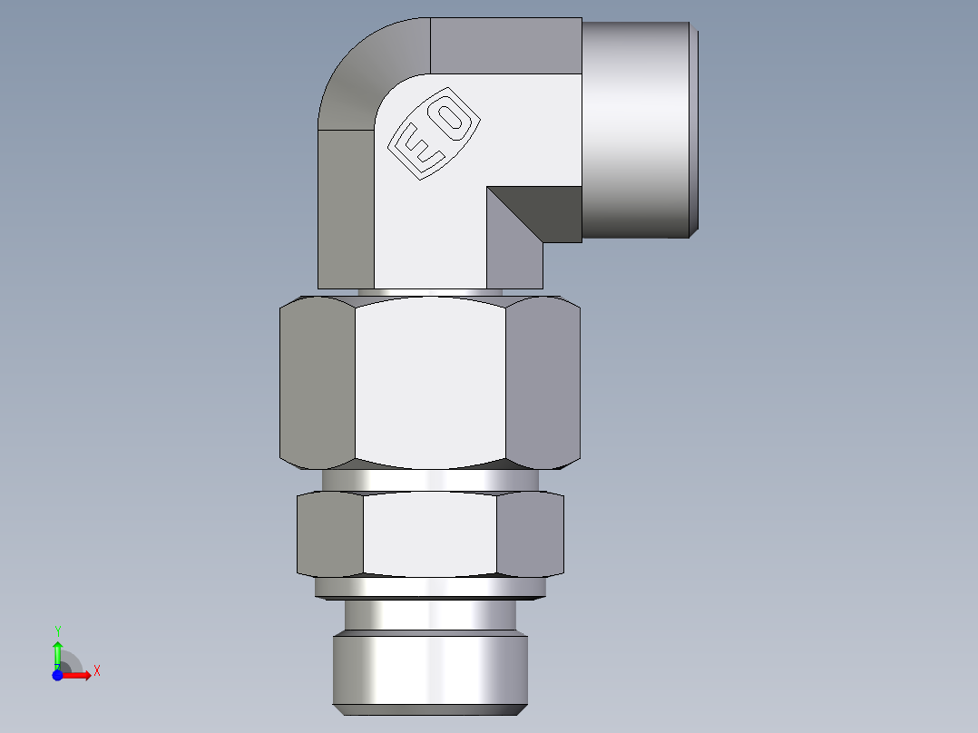 卡套式工业通用硬管接头EO_Assembled_adjustable_standpipe_elbow_EVW20SMOMD71前视图