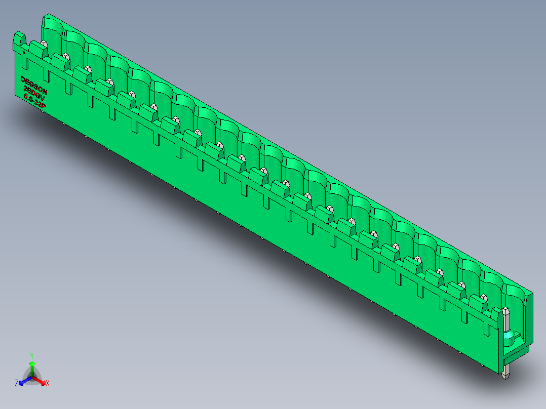 DEGSON 2EDG 系列 5.0mm 可插拔接线端子组-2EDGV-5.0-22P-14-00AH正等轴测图