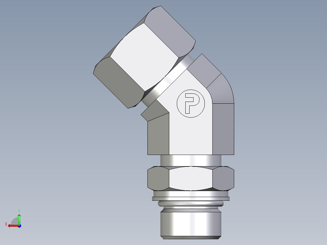 卡套式工业通用硬管接头EO_Adjustable_locknut_45_deg_elbow_VEE16ZSMORCF后视图
