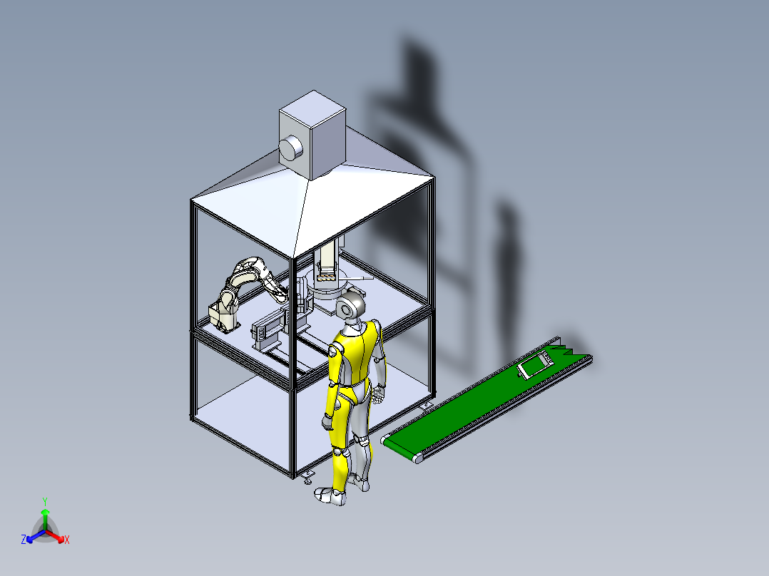 olishing robot抛光机器人系统3D图纸 STEP格式正等轴测图