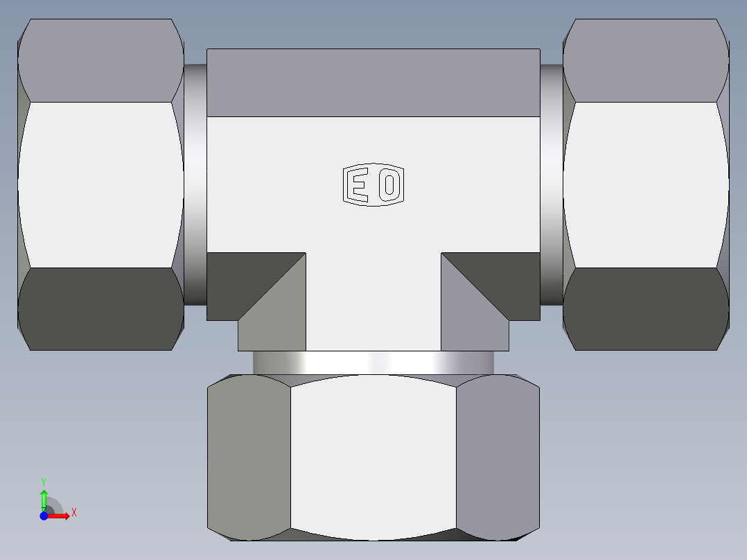 卡套式工业通用硬管接头EO_Union_tee_T30ZSCF前视图