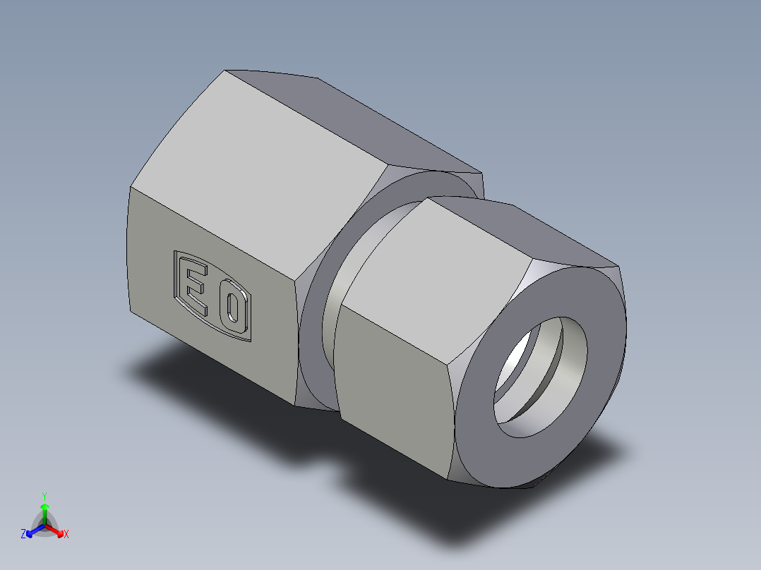 卡套式工业通用硬管接头EO_Swivel_connector_GAI12ZLR71正等轴测图