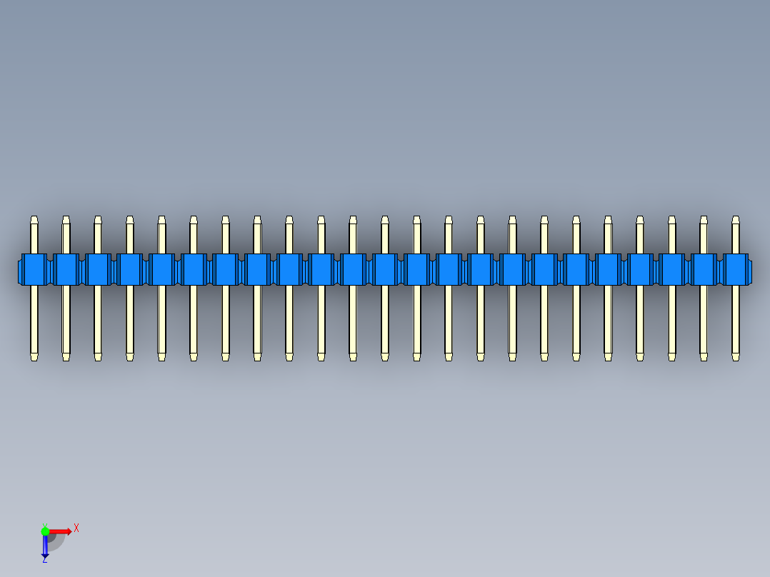 彩色公头100mil（2.54mm）系列-DS1021_blue_2x23p_100mil_Type1_rev1.0俯视图