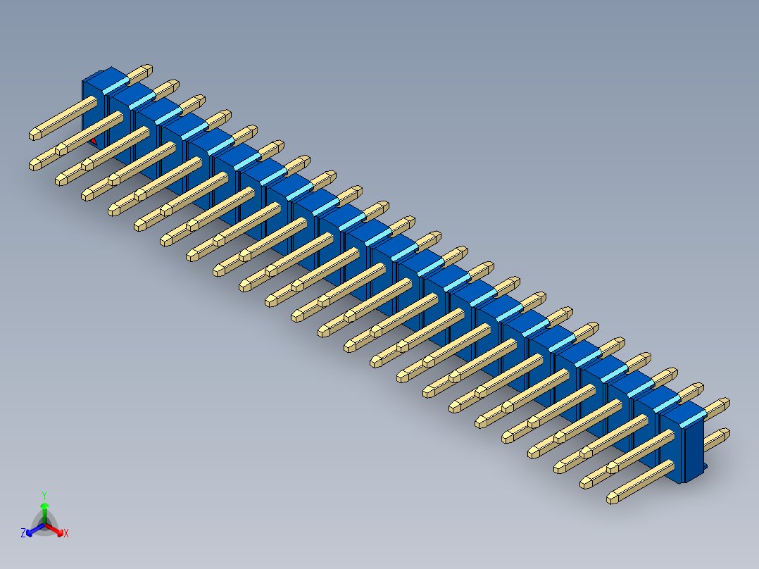 彩色公头100mil（2.54mm）系列-DS1021_blue_2x23p_100mil_Type1_rev1.0正等轴测图