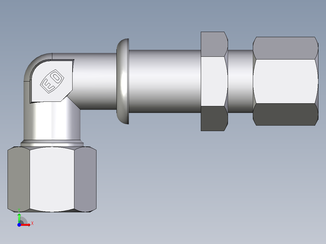 卡套式工业通用硬管接头EO_Bulkhead_elbow_WSV08ZLCF前视图
