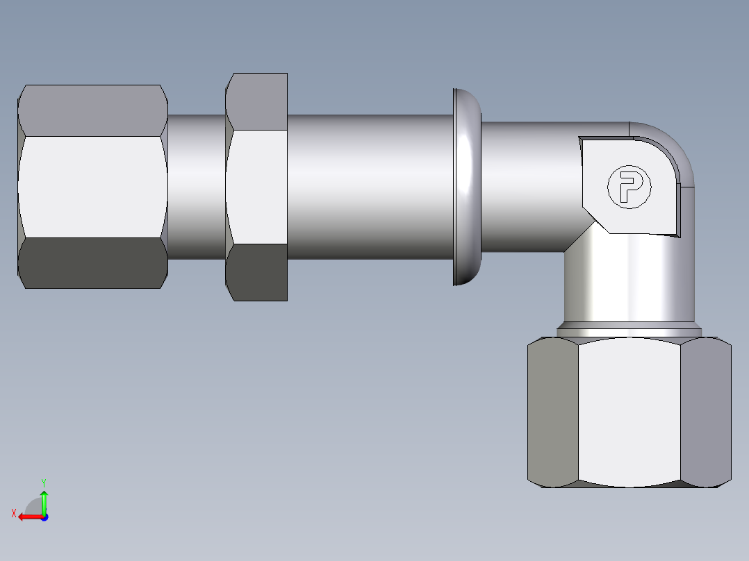 卡套式工业通用硬管接头EO_Bulkhead_elbow_WSV08ZLCF后视图