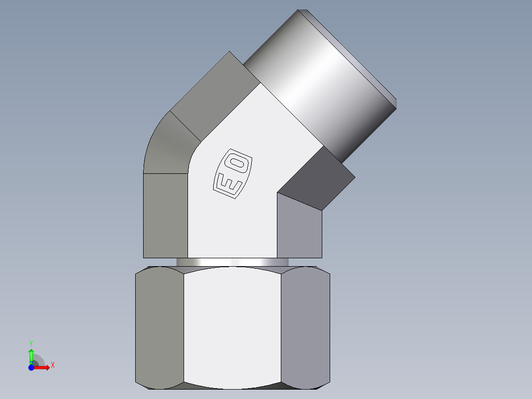 卡套式工业通用硬管接头EO_Swivel_nut_45_deg_elbow_EV12SOMD71前视图