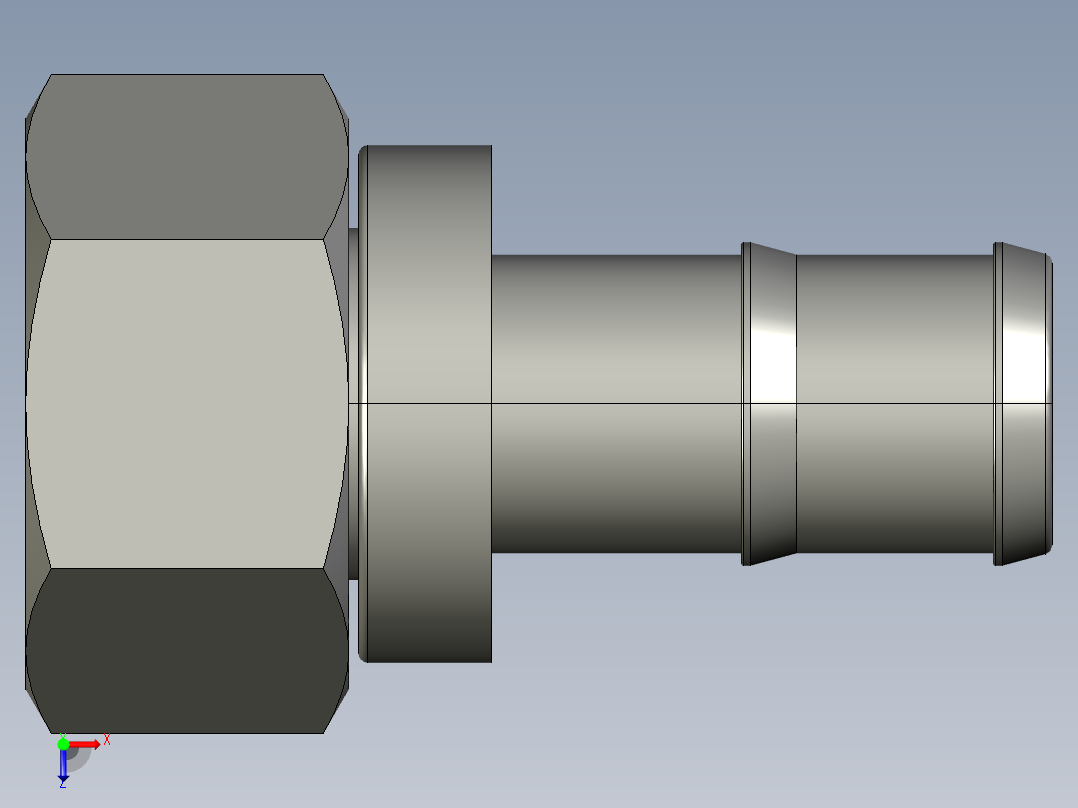 软管与硬管连接用工业通用接头0132_18_66俯视图