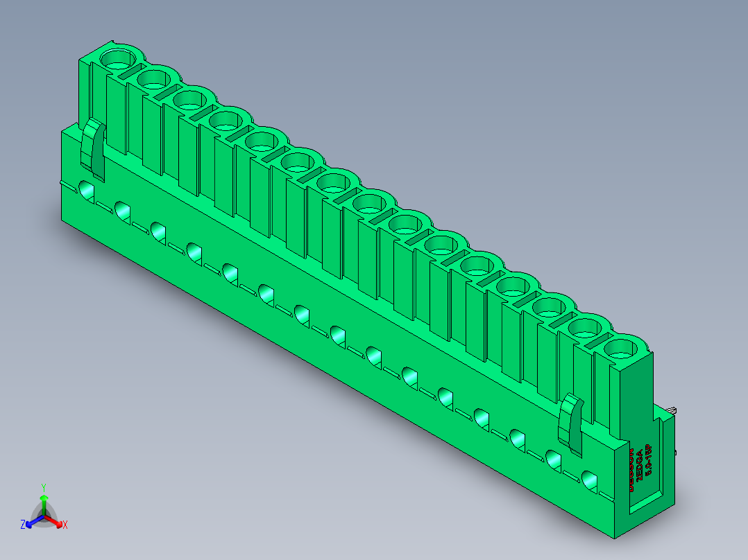 DEGSON 2EDG 系列 5.0mm 可插拔接线端子组-2EDGA-5.0-15P-14-00AH正等轴测图