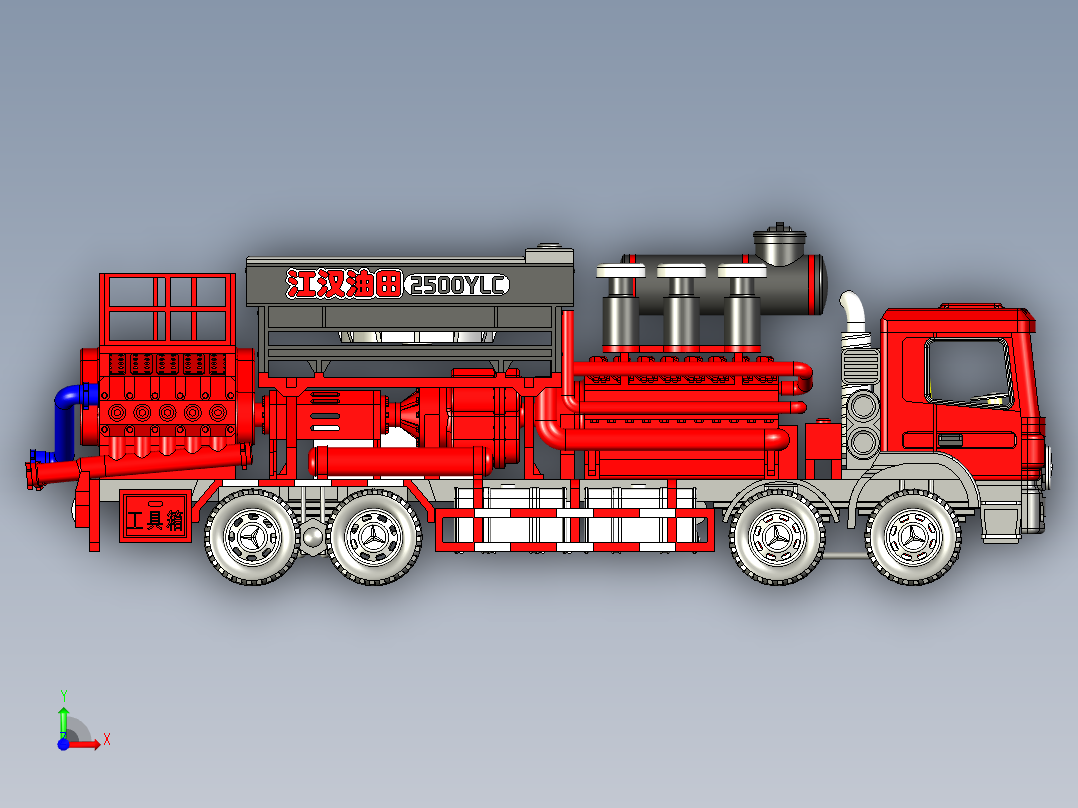 可以打印的2500型压裂车前视图