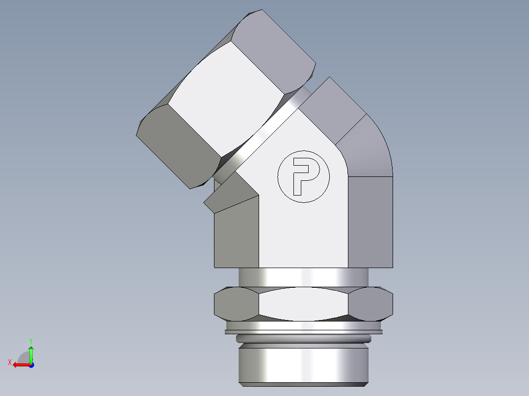 卡套式工业通用硬管接头EO_Adjustable_locknut_45_deg_elbow_VEE30ZSMORCF后视图