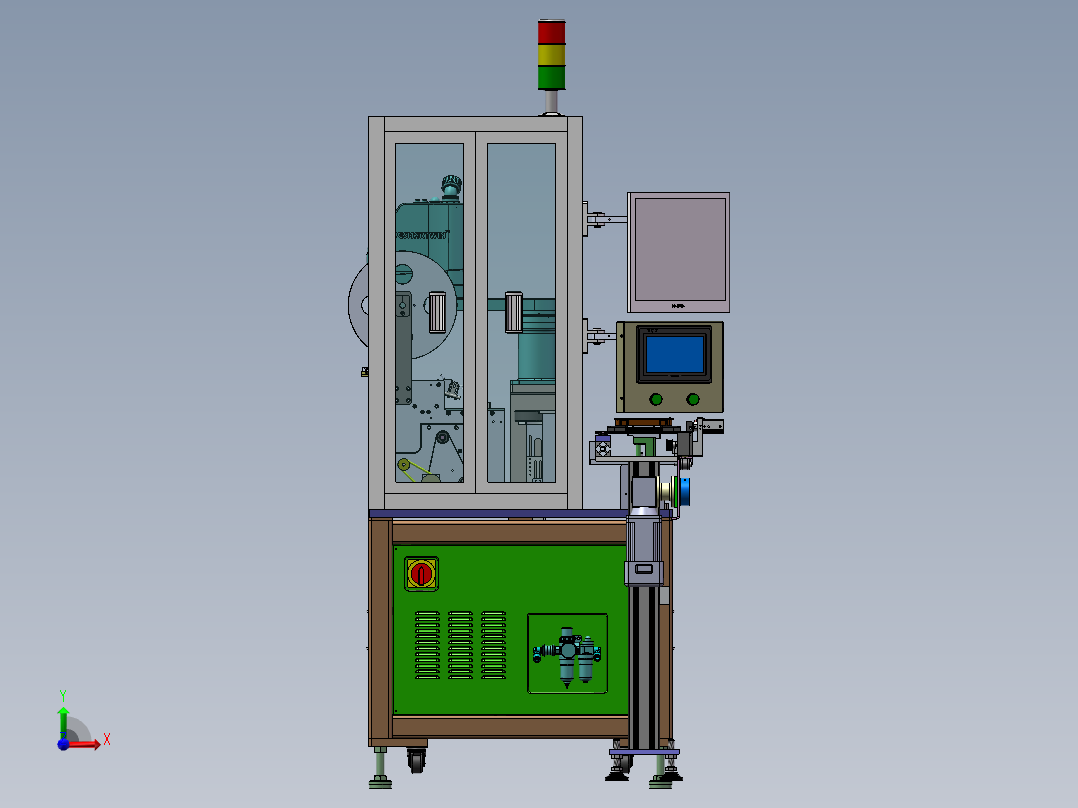 机器人自动ccd贴膜机（sw14可编辑+工程图+bom）前视图