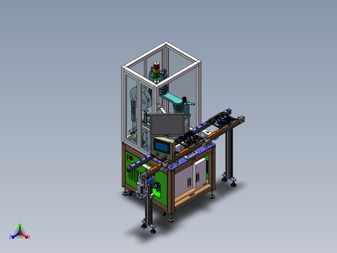 机器人自动ccd贴膜机（sw14可编辑+工程图+bom）正等轴测图