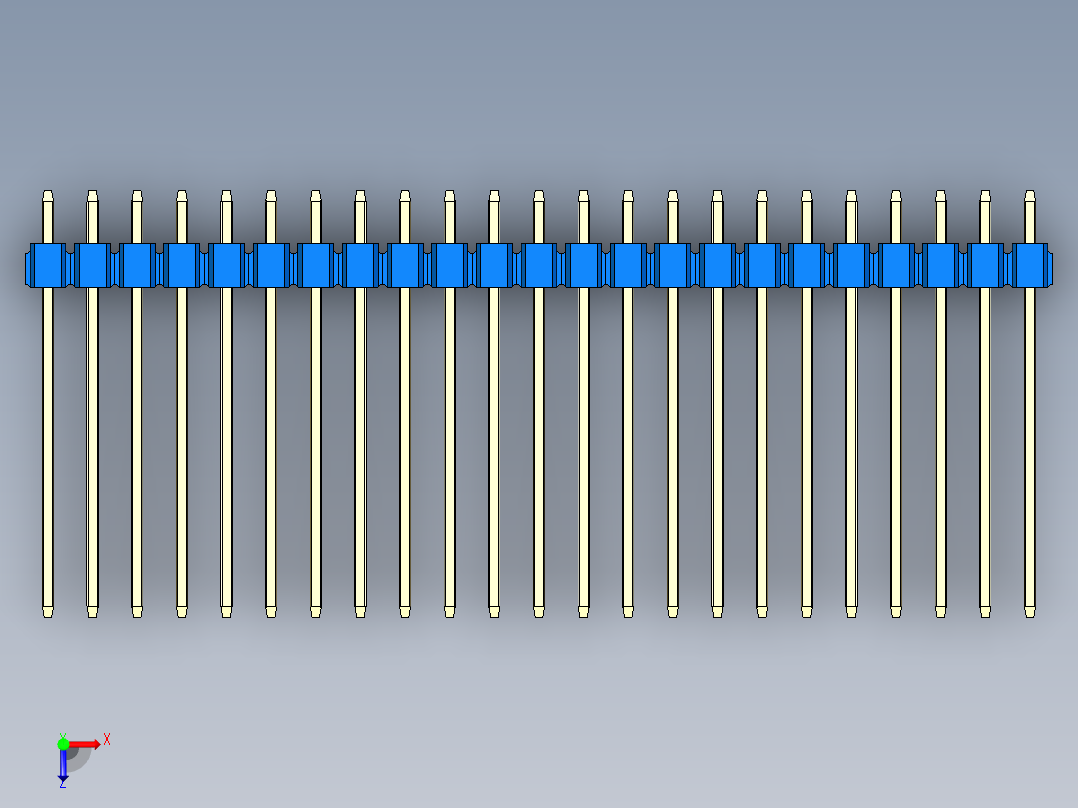 彩色公头100mil（2.54mm）系列-DS1021_blue_1x23p_100mil_Type19_rev1.0俯视图