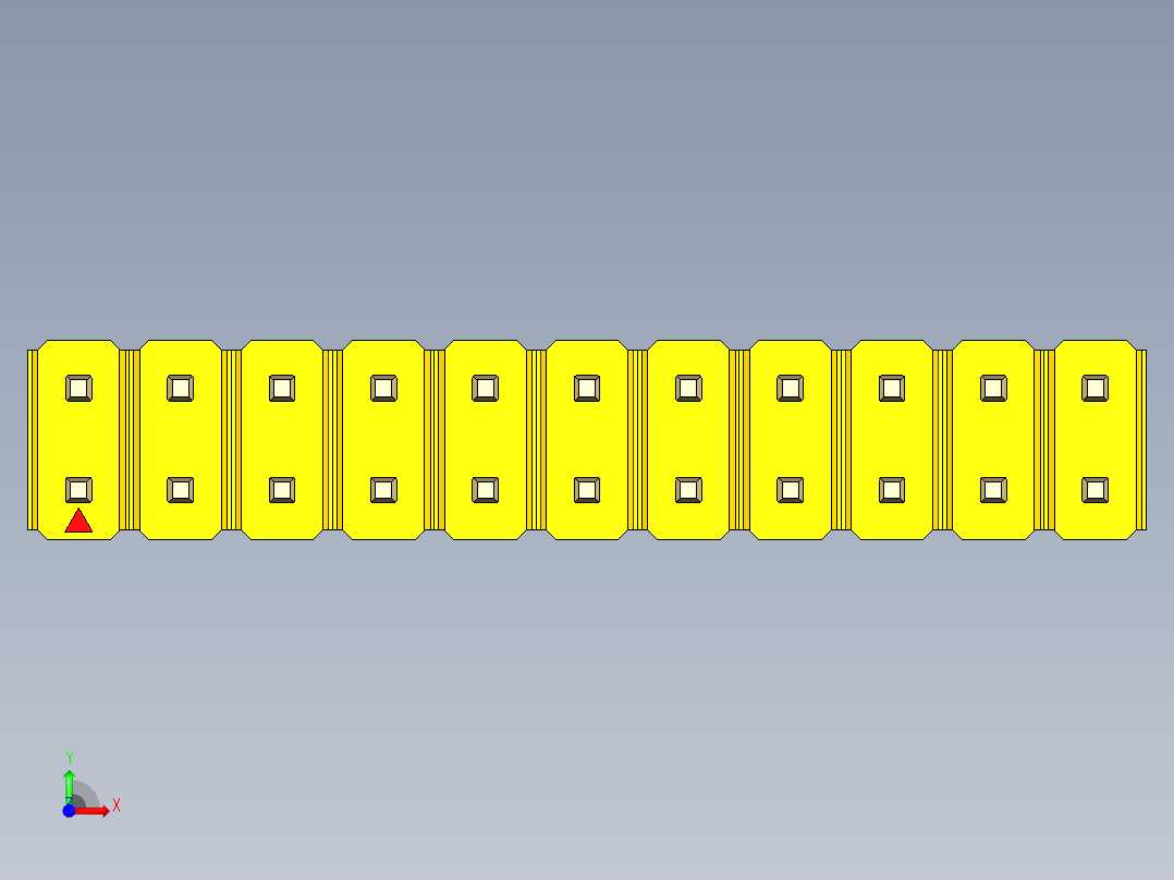 彩色公头100mil（2.54mm）系列-DS1021_yellow_2x11p_100mil_Type19_rev1.0前视图